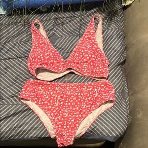 SHEIN Red Floral Bikini Set